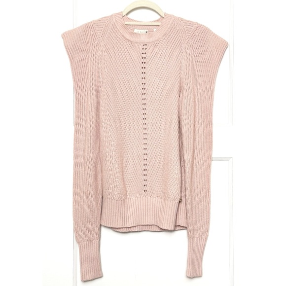 NWT TED BAKER Ballerina Pink Knit Crewneck Structured Sleeve Pullover‎ Sweater S - Picture 3 of 8